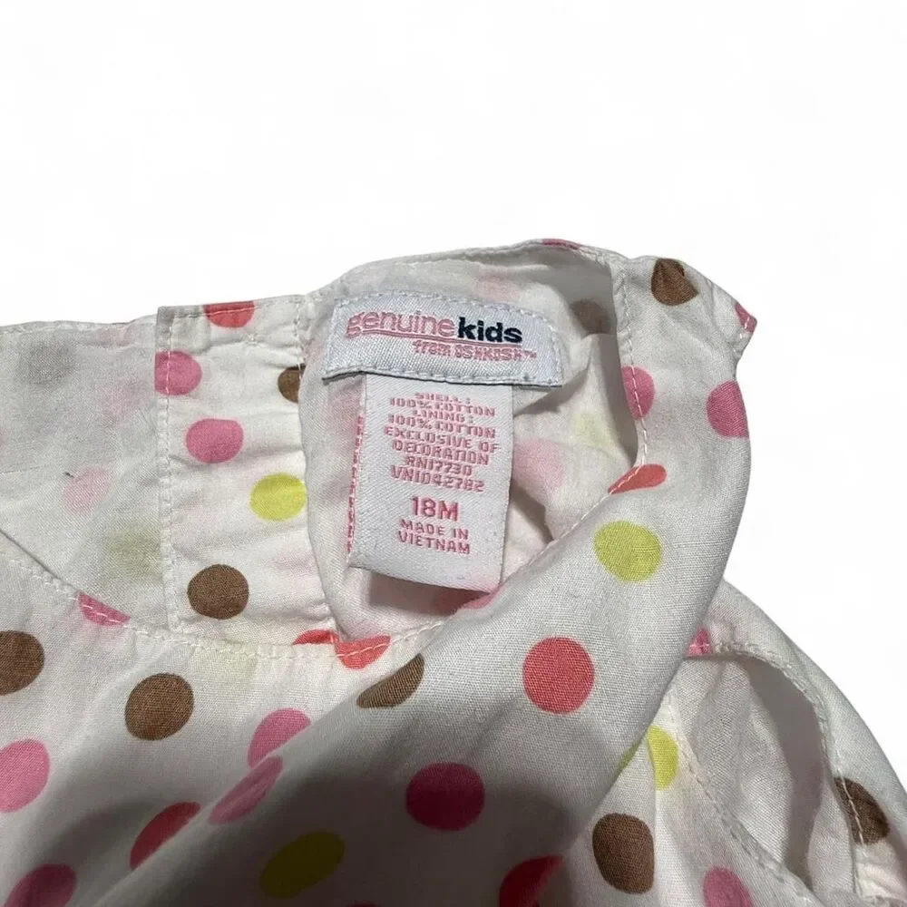 Genuine‎ Kids from OshKosh Pink Brown Polka Dot Cotton Dress 18M
